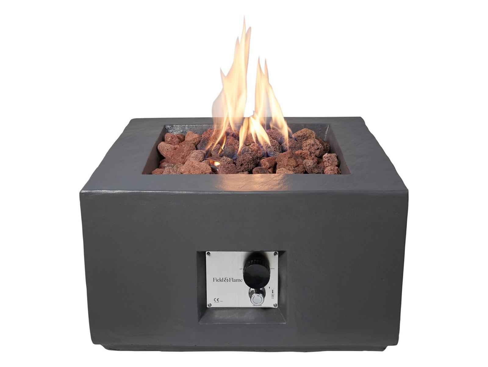 Field & Flame Aster Gas Fire Pit – Grey, 13kW / 45,000 BTU Square Patio Heater