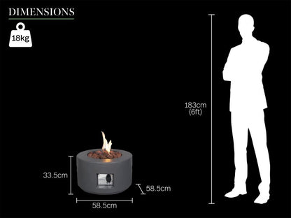 Field & Flame Canna Gas Fire Pit in Grey – 13kW Outdoor Gas Fire Bowl