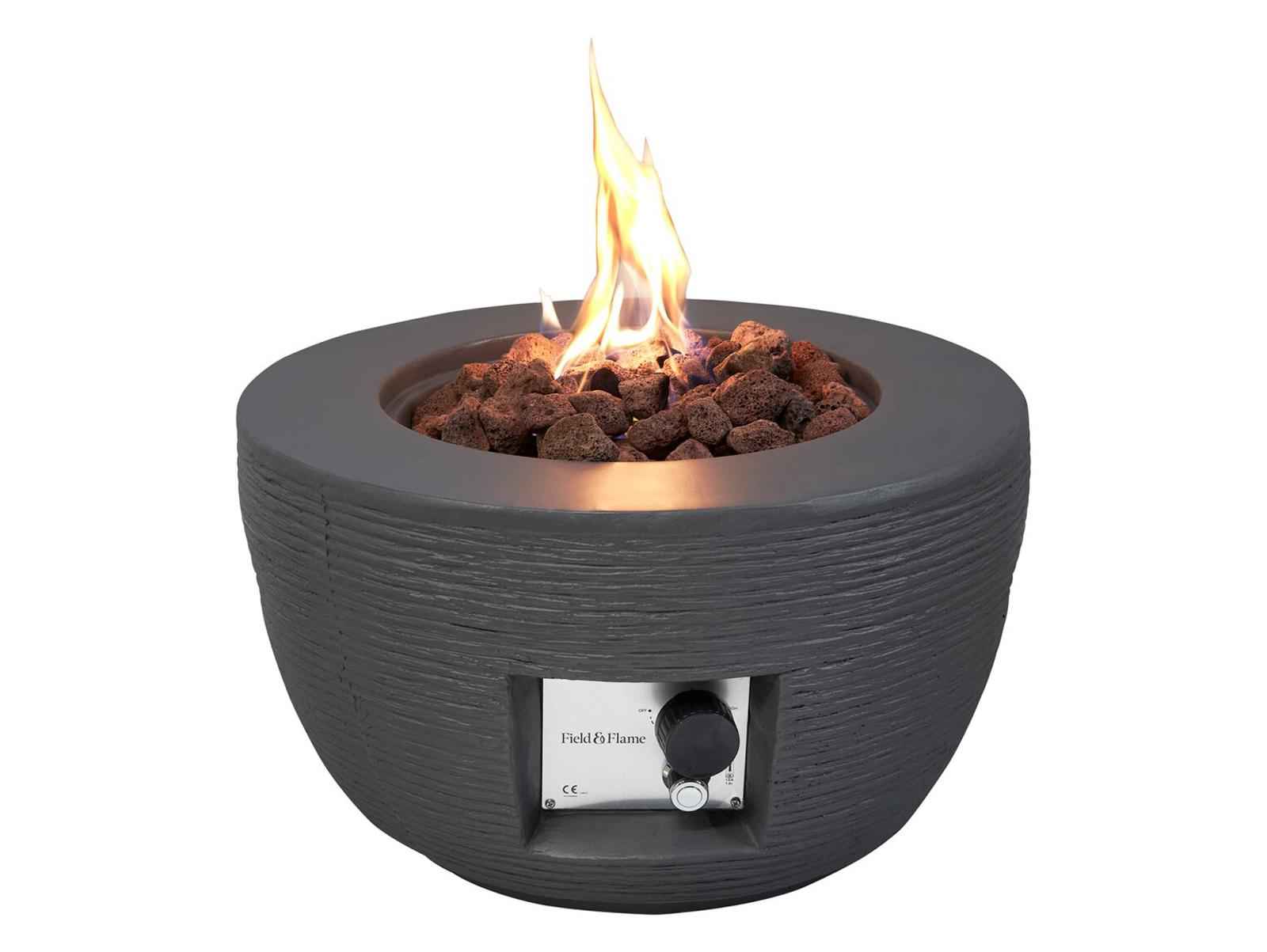 Field & Flame Marilla Gas Fire Pit Grey 13kW Bowl Patio Heater Garden Fire Pit