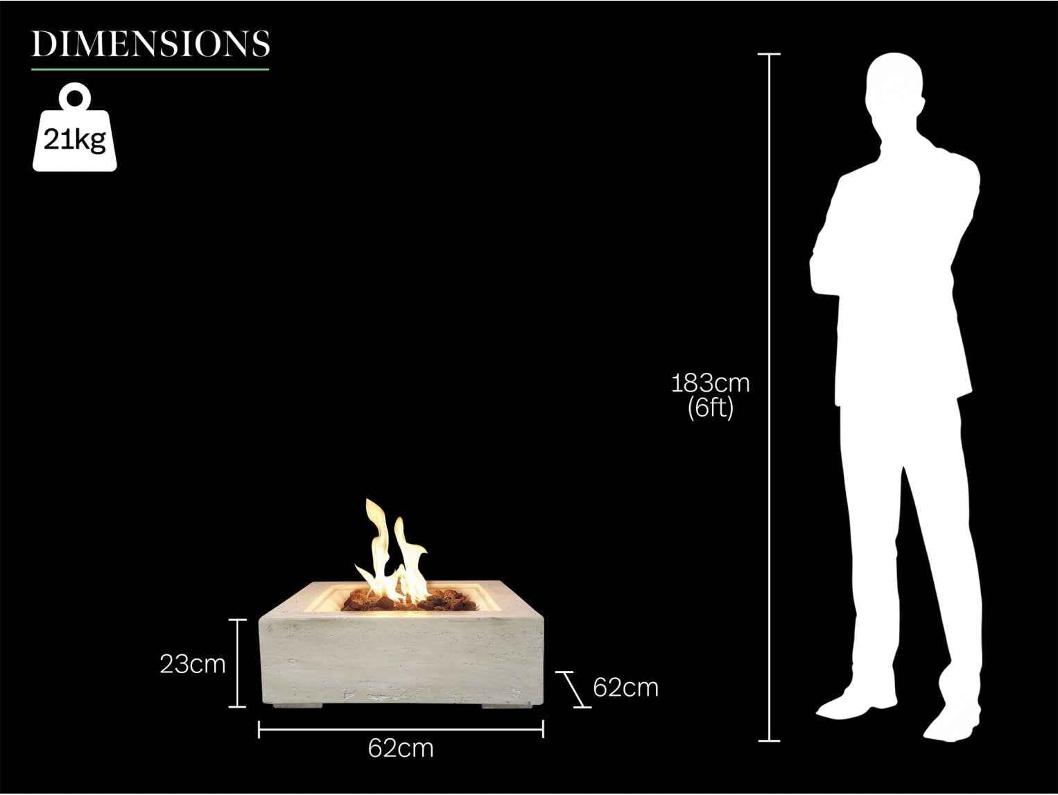 Field & Flame Mazus Gas Fire Pit  Travertine Effect |13kW Patio Heater