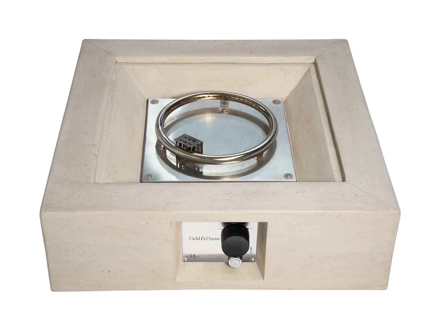 Field & Flame Mazus Gas Fire Pit  Travertine Effect |13kW Patio Heater