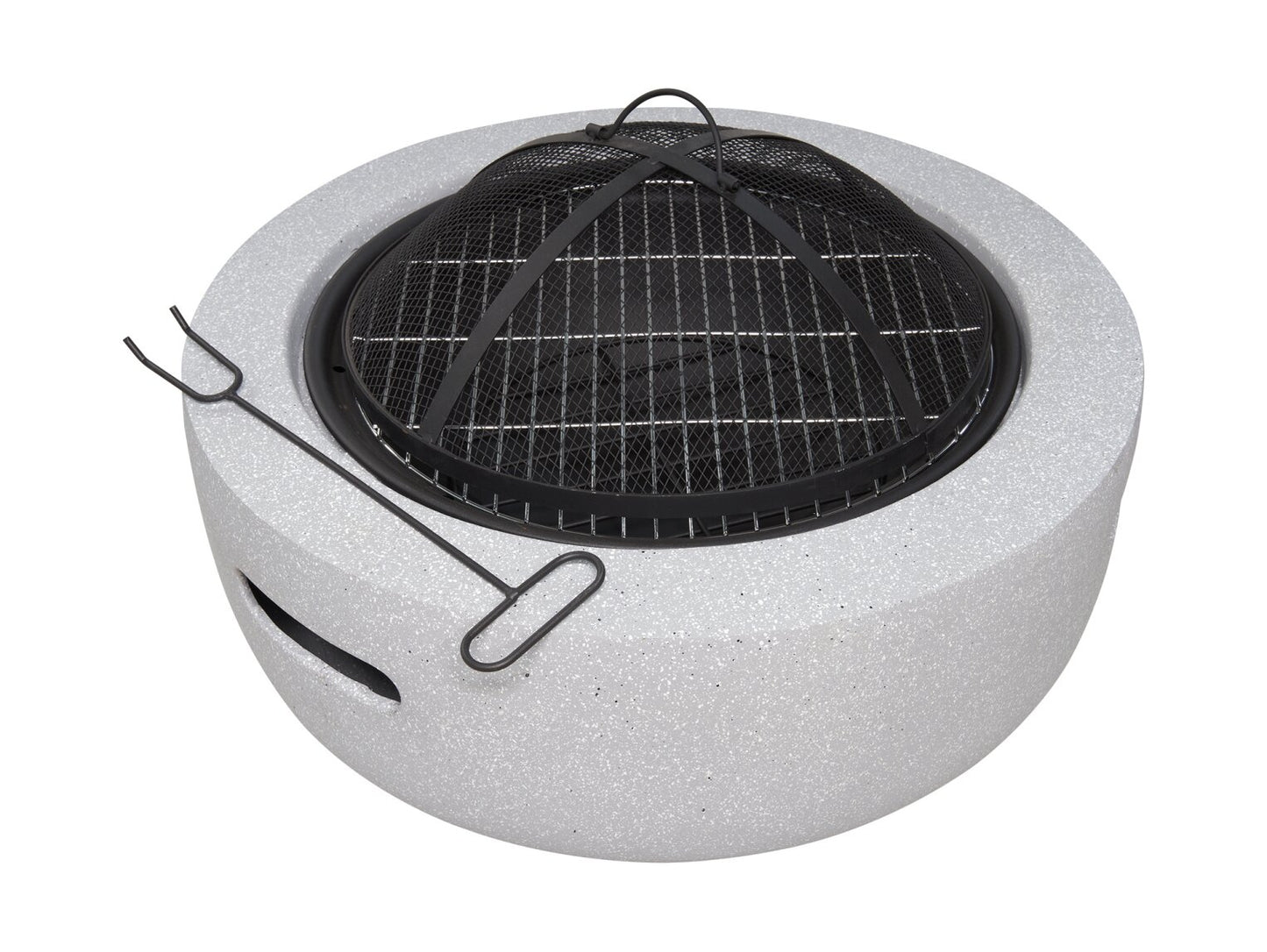 Field & Flame Dahlia Wood Burning Fire Pit BBQ – Concrete Grey