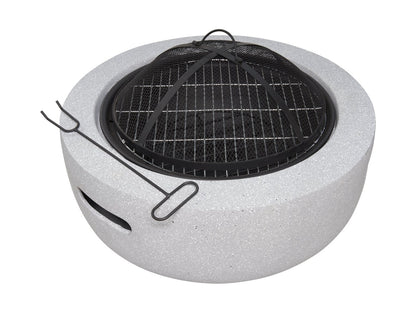 Field & Flame Dahlia Wood Burning Fire Pit BBQ – Concrete Grey