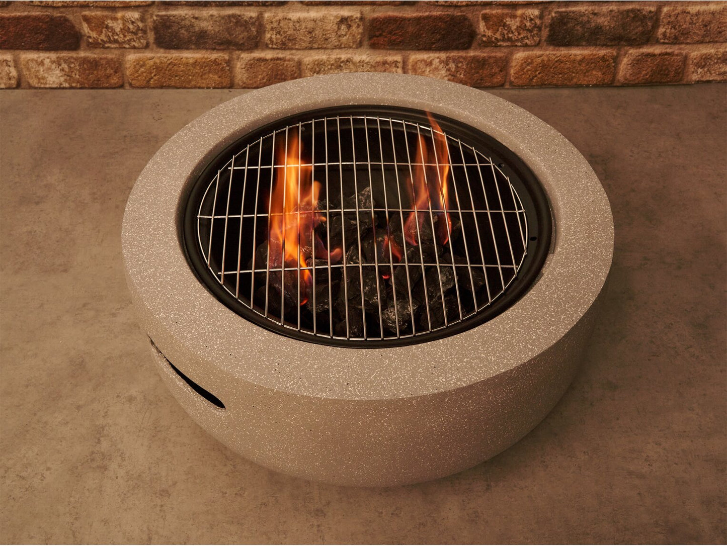 Field & Flame Dahlia Wood Burning Fire Pit BBQ – Concrete Grey