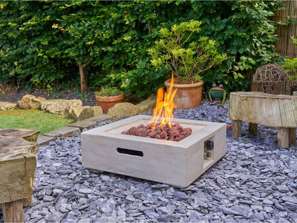 Field & Flame Mazus Gas Fire Pit  Travertine Effect |13kW Patio Heater