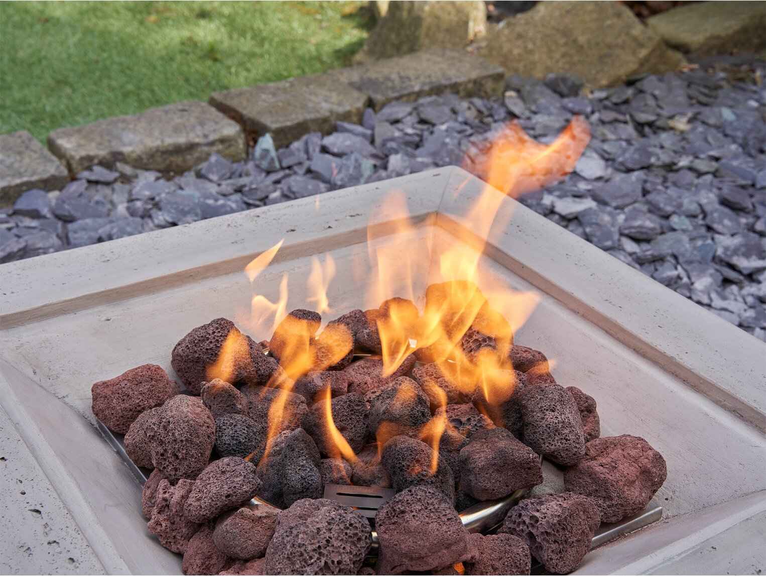 Field & Flame Mazus Gas Fire Pit  Travertine Effect |13kW Patio Heater