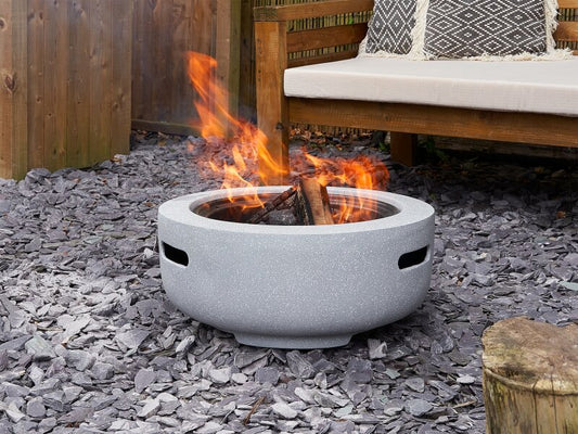 Field & Flame Dahlia Wood Burning Fire Pit BBQ – Concrete Grey