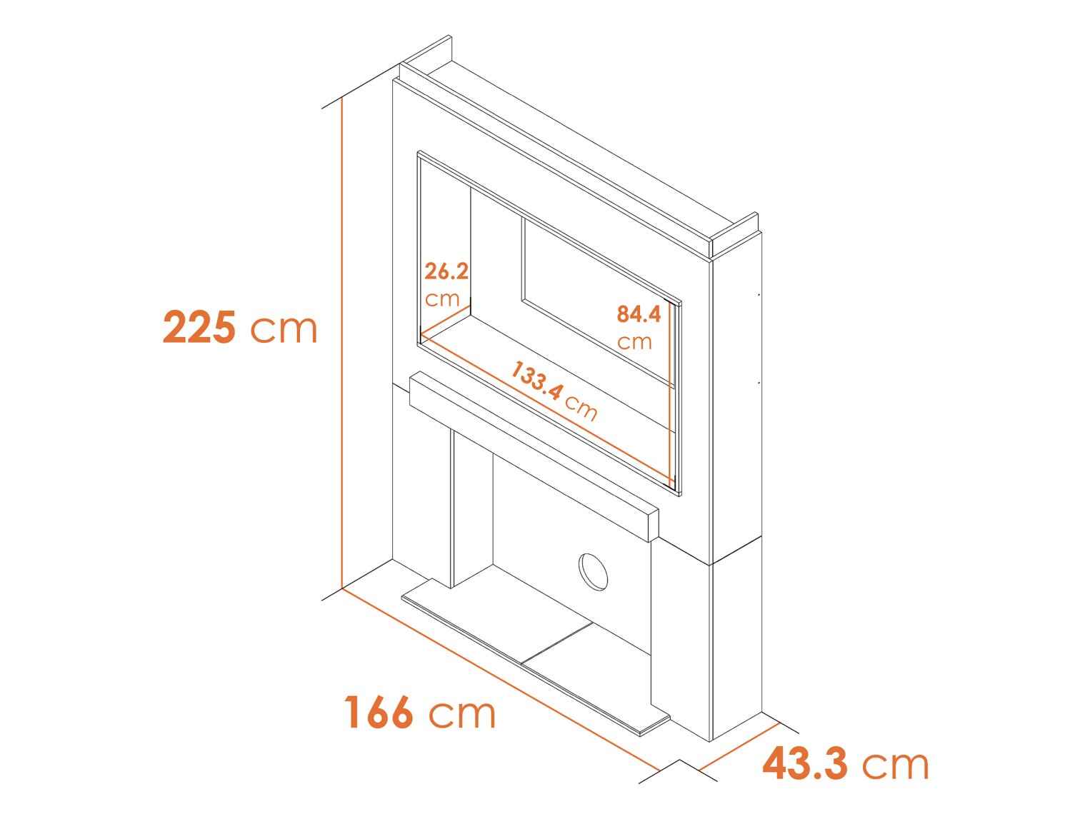 Acantha Stove Media Wall 2 with Adam Aviemore Electric Stove – Easy Paint MDF (58” TV)