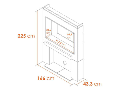 Acantha Stove Media Wall 2 with Adam Aviemore Electric Stove – Easy Paint MDF (58” TV)