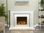 Aurora Belgrade 48-Inch China White & Sparkly Grey Marble Electric Fireplace Suite