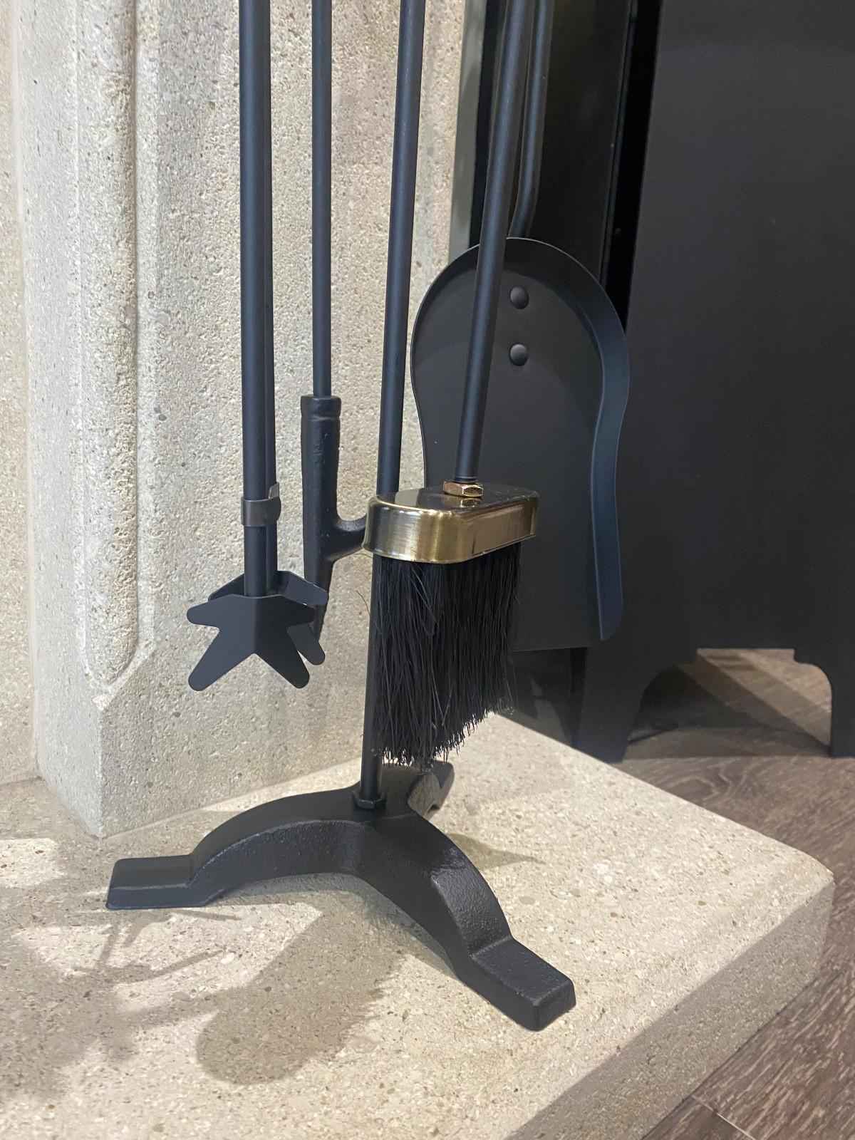 5-Piece Fireplace Tool Set – Black & Antique Silver Handles (63.5cm)