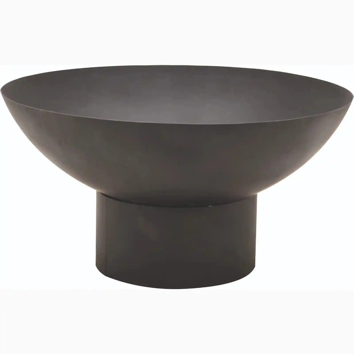 Matte black outdoor fire pit bowl isolated on white background
