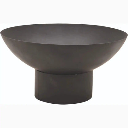 Matte black outdoor fire pit bowl isolated on white background