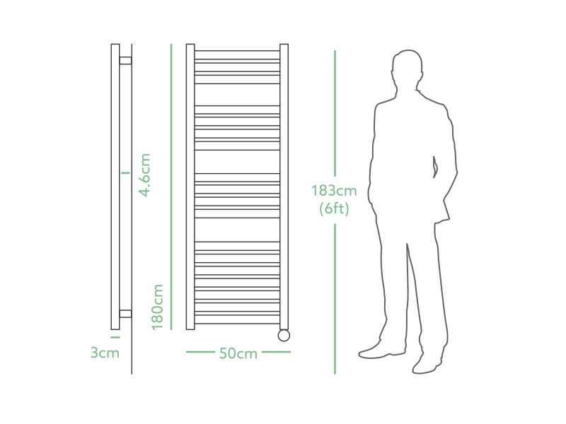 Eden Caldera 1200W Electric Towel Radiator Brushed Brass 1800x500mm WiFi Smart Heater