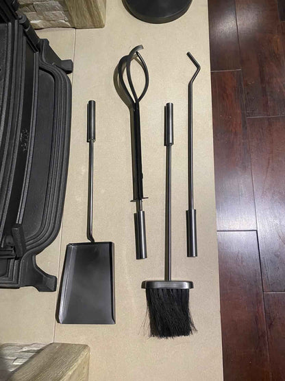 Mortimer Fireside Companion Set   Galvanised Steel (4-Piece Fireplace Tool Set