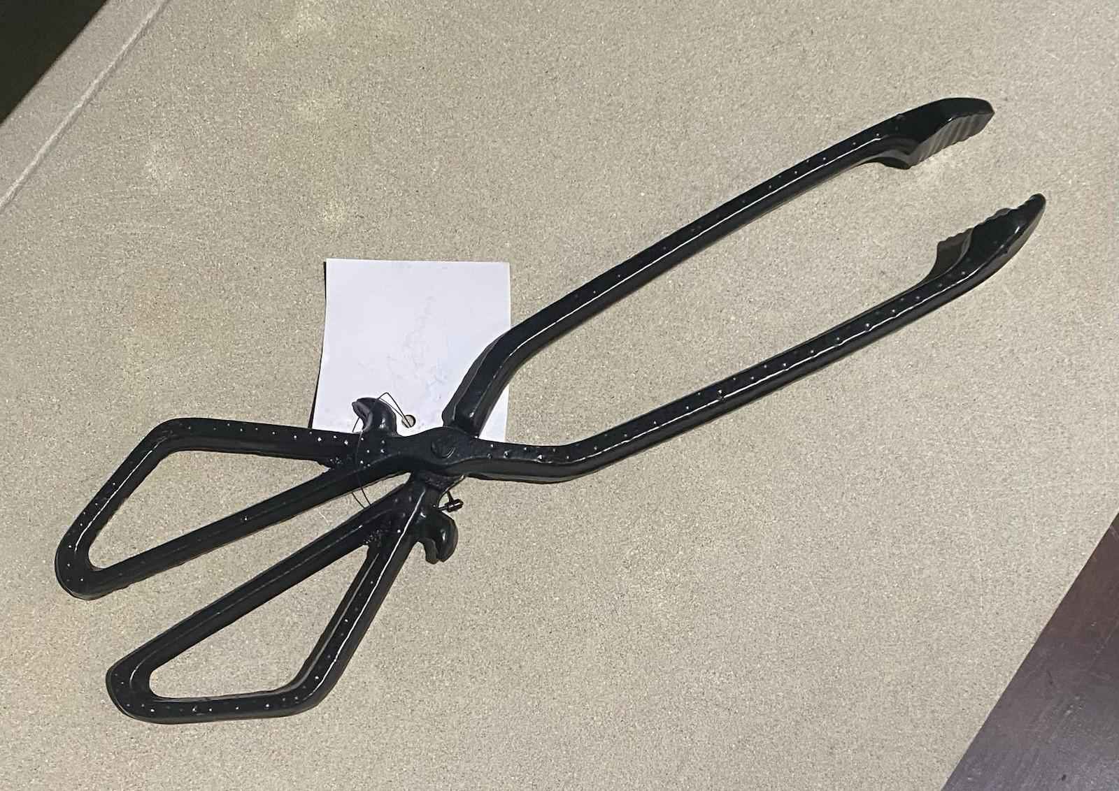 14" Black Cast Iron Coal & Log Tongs – Heavy Duty Fireplace Tool