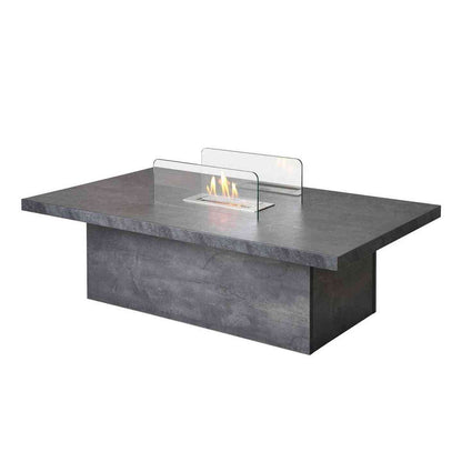 Slate effect bio ethanol coffee table with open flame and glass shields