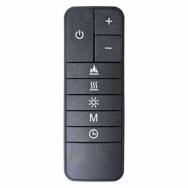 Black remote control for Acantha electric fire with power, heat, and timer buttons