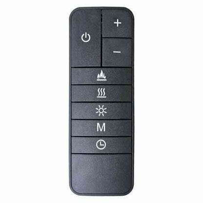 Black remote control for Acantha electric fire with power, heat, and timer buttons