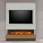 White and oak effect Acantha panoramic media wall with TV recess and 150 electric fire