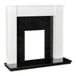 Adam Buxton 48-inch white wooden fireplace suite with black granite hearth and back panel