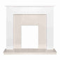 White marble fireplace surround with a sleek modern design, featuring a flat top mantel and clean lines, ideal for living room focal point - SKU: 22814