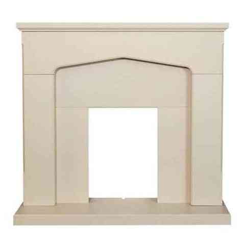 Adam Cotswold 48-inch stone effect fireplace surround with arched opening and hearth