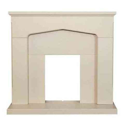 Adam Cotswold 48-inch stone effect fireplace surround with arched opening and hearth