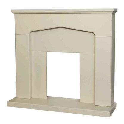 Three-quarter view of Adam Cotswold fireplace surround highlighting depth and profile