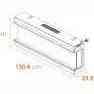 Technical diagram of 51-inch panoramic media wall fireplace dimensions