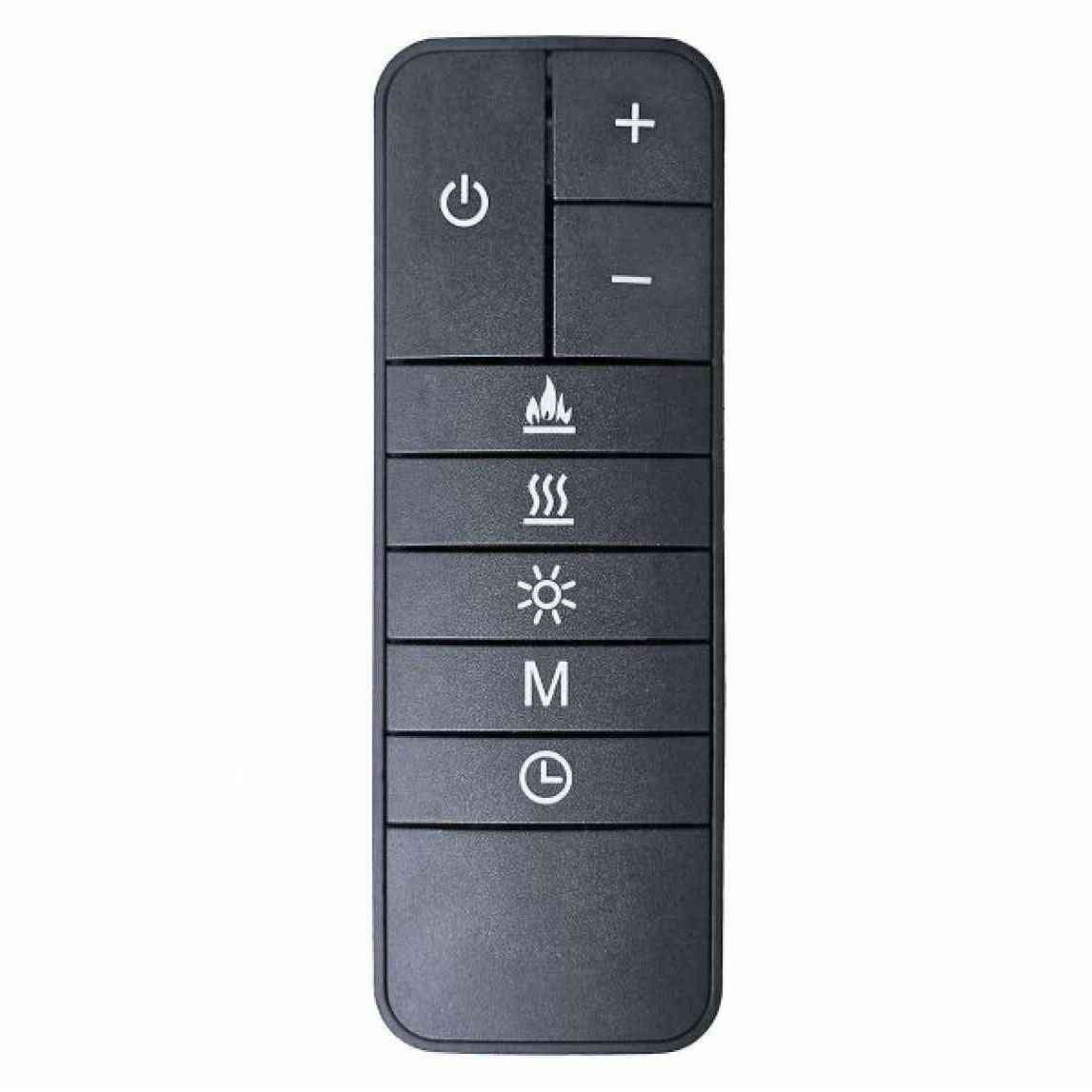 Black remote control for Adam Sahara electric fire with heat and flame settings