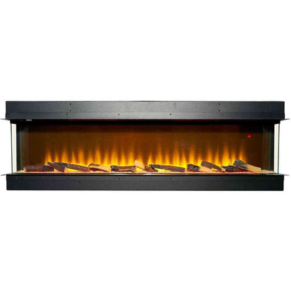 Adam Sahara 61-inch 3-sided glass electric fire with 3D LED flame effect and log fuel bed