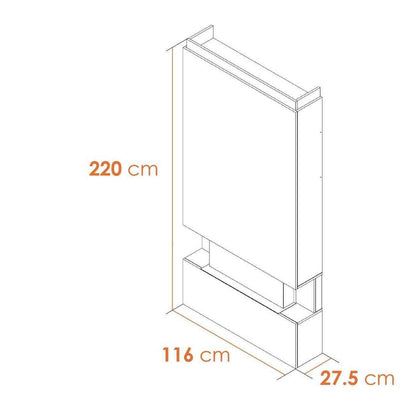 Isometric diagram of Adam Sahara media wall dimensions and structural layers