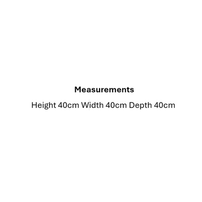 Apache brown leather log holder basket measurements showing 40cm height width and depth