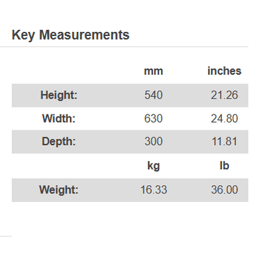 Aurora Gemini electric stove dimensions height width depth weight chart