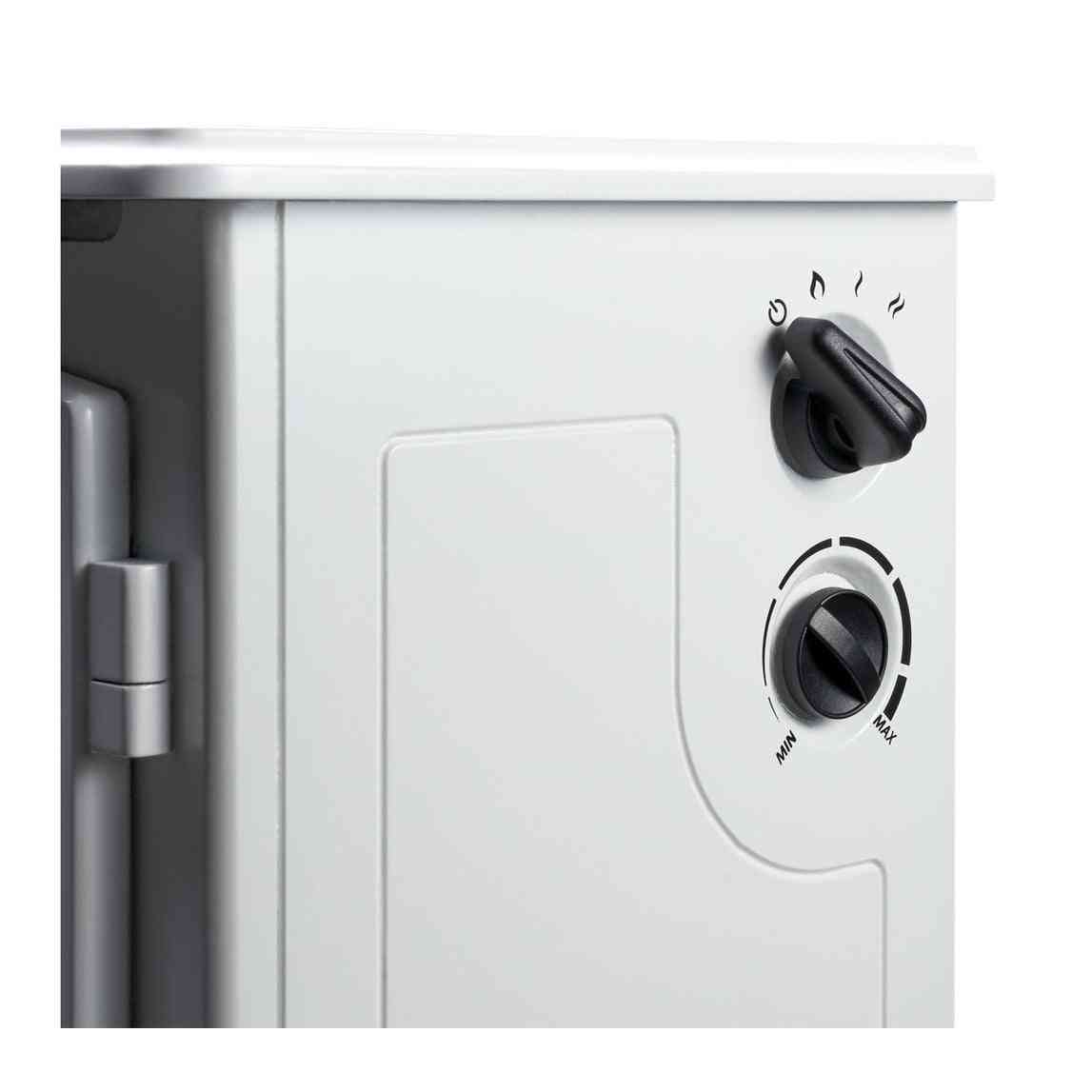 Aurora Gemini electric stove side control panel with power and thermostat knobs