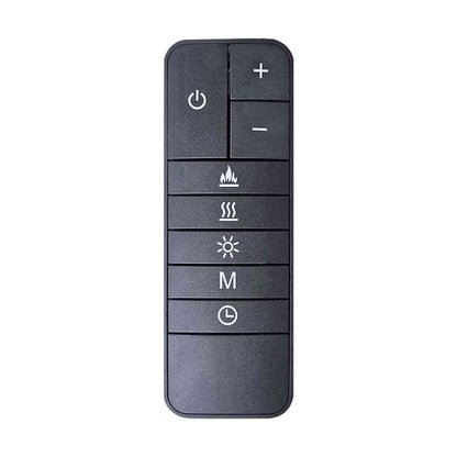 Black remote control for Aurora Inferno electric fire with power heat timer and flame brightness buttons