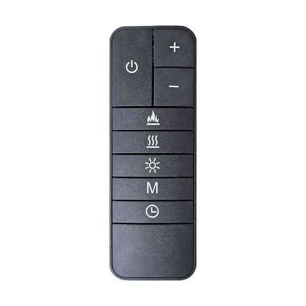 Black remote control for Aurora electric stove with buttons for power heat and timer settings