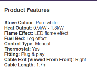 Aurora Gemini Electric Stove in White with LED Flame Effect