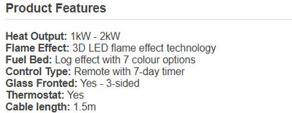 Aurora Inferno 2000 Panoramic Media Wall Electric Fire
