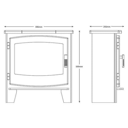 Beacon Electric Stove technical dimensions front and side profile diagram