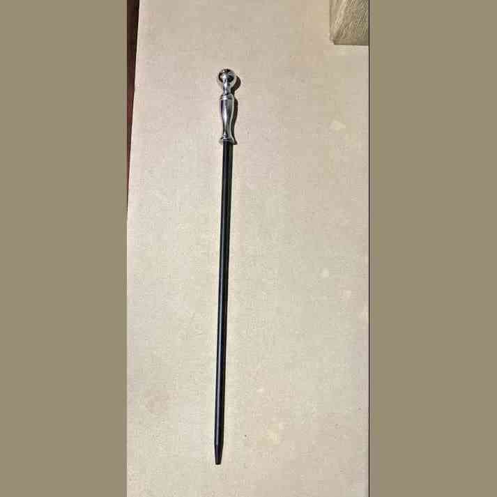 Calfire 22 inch cast iron fire poker with black shaft and chrome round tower handle