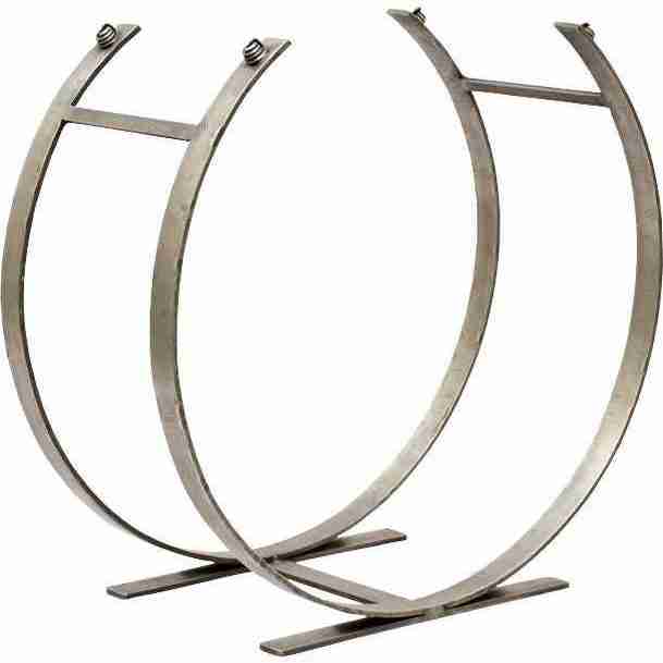 Antique Pewter Forged Steel Log Rack with U-shaped bands and angled feet