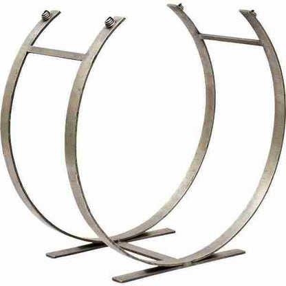 Antique Pewter Forged Steel Log Rack with U-shaped bands and angled feet