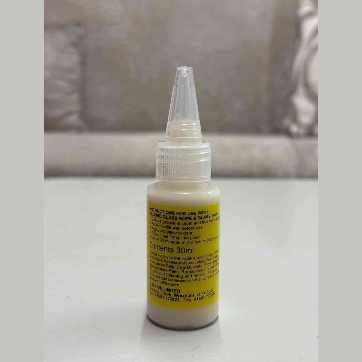 Calfire Super Seal 30ml high temperature stove rope glue adhesive tube with instructions label