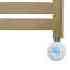 Close-up of Eden Caldera brushed brass electric towel radiator with smart WiFi control panel
