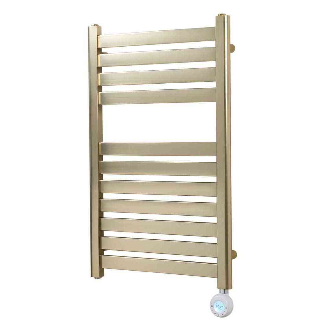 Eden Caldera brushed brass electric towel radiator with WiFi smart thermostat