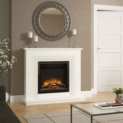 Vitalia 48" White Micro Marble Electric Fireplace Suite with Elsie 900 Fire