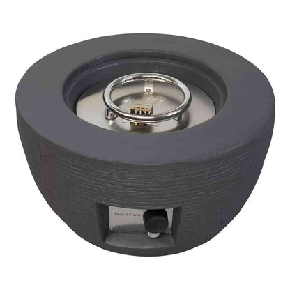 Field & Flame Marilla charcoal grey outdoor fire bowl with textured exterior ridges