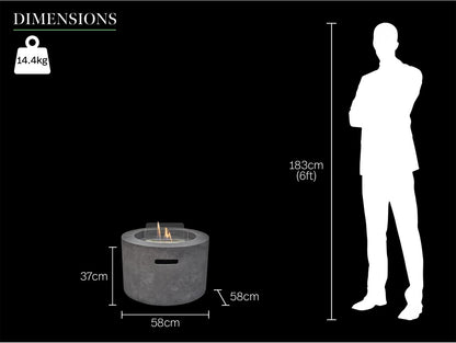 Field & Flame Acacia Bioethanol Fire Pit in Dark Concrete Grey – 3kW